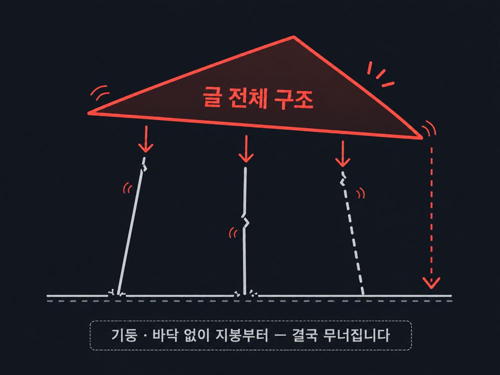 기둥·바닥 없이 지붕부터 — 결국 무너집니다